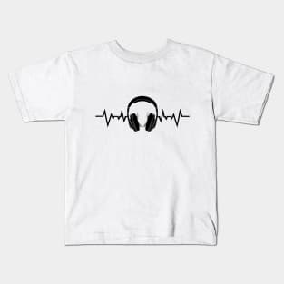 Music Heartbeat Sound Love Headphones Heart Rate Kids T-Shirt